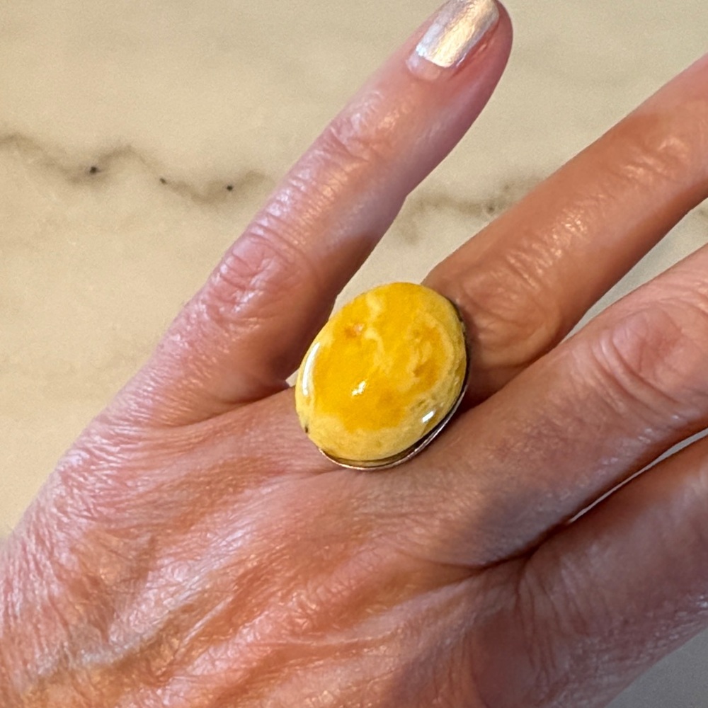 Amber Oval Statement Ring - image 1